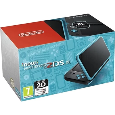 Nintendo 2DS XL konzol fekete & türkíz (használt, dobozzal)