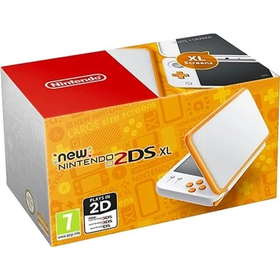 Nintendo 2DS XL konzol fehér & narancssárga, (használt, dobozzal)